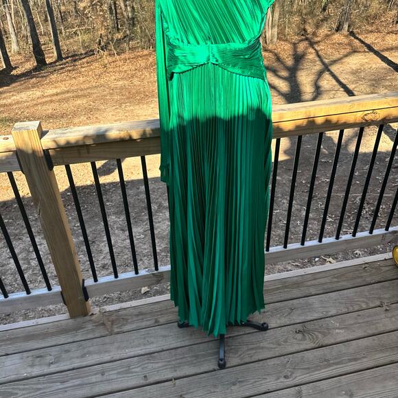 SELFIE LESLIE Laxmi Accordion Pleat Maxi Dress Kelly Green One Shoulder US  10 - www.panoramagroup.in